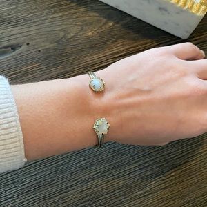 Kendra Scott Gold Cuff Bracelet in Ivory Mother of Pearl